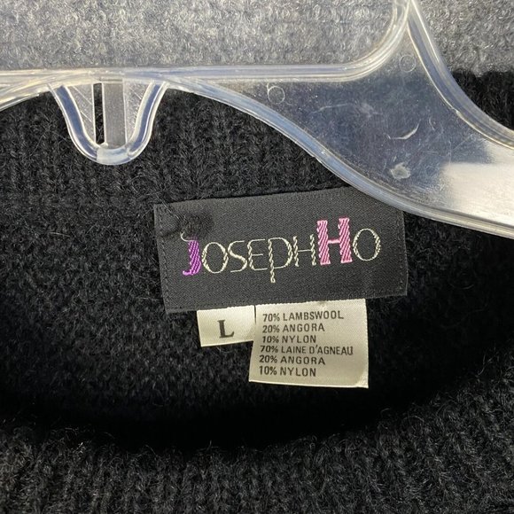 Joseph Ho Sweater Large Women's Lambswool Blend Adults Pullover Knit Black Blue - Picture 3 of 7